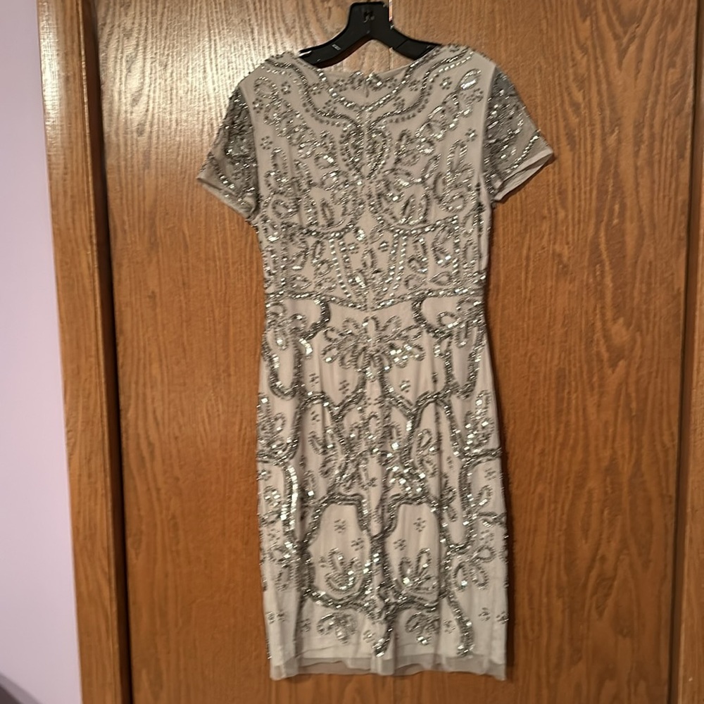Adrianna Papell Silver Embellished Midi Dress - Picture 7 of 16